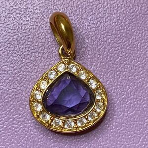💛 Nolan Miller Gold Tone Purple & White Crystal Pendant